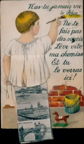 Leporello Ak Am Rhein, Köln mit Dom und Schiffbrücke, Rheinbrücke Bonn