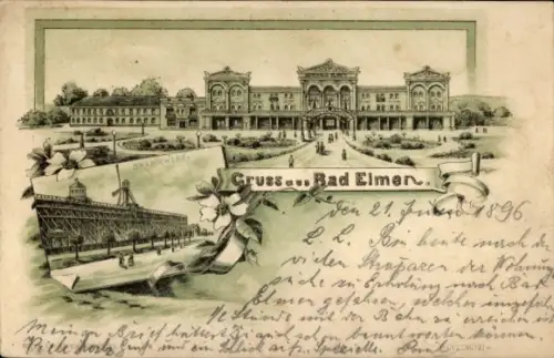 Litho Bad Elmen Salzelmen Schönebeck an der Elbe, Gradierwerk, Kurhaus