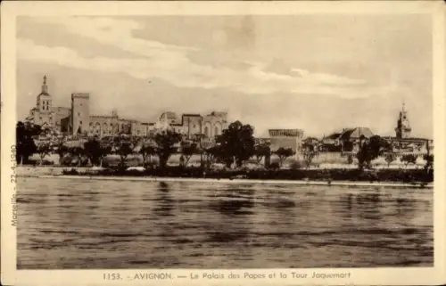 Ak Avignon Vaucluse, Palais des Papes, Tour Jaquemart,  Rhône, Schwarz-Weiß-Foto