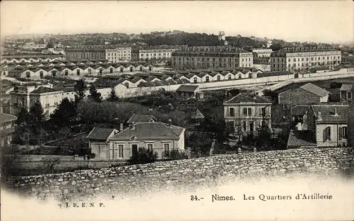 Ak Nîmes Gard,  Quartiers d'Artillerie,  von J. B. E. N P.