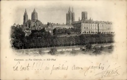 Ak Coutances Manche,  Vue Générale, ND Phot, Landschaft, Gebäude