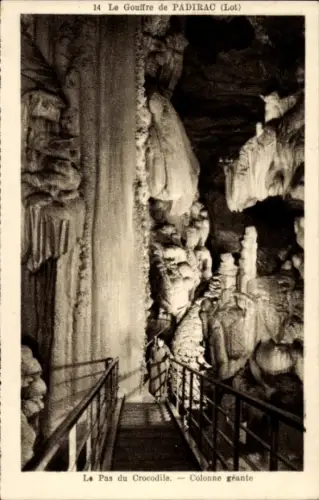 CPA Padirac Lot, Le Gouffre, Le Pas du Crocodile