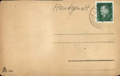 Handgemalt Ak Ortspartie, Segelboot