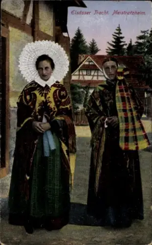 Ak Meistratzheim Elsass Bas Rhin, zwei Frauen in Tracht