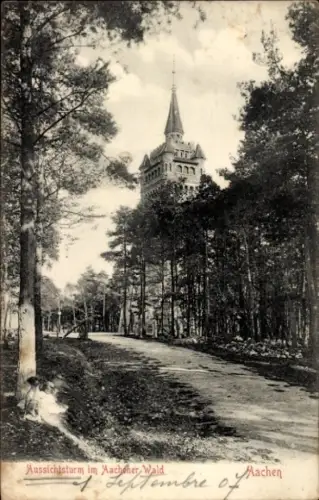 Ak Aachen, Aussichtsturm im Aachener Wald, Bäume, Weg