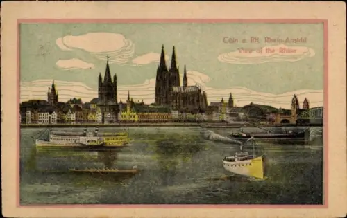 Ak Cöln Köln am Rhein, Rheinansicht, Schiffe, Dom