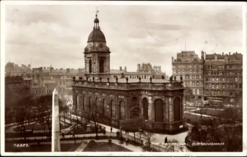 Ak Birmingham West Midlands England, Kathedrale,  Stadtansicht, 