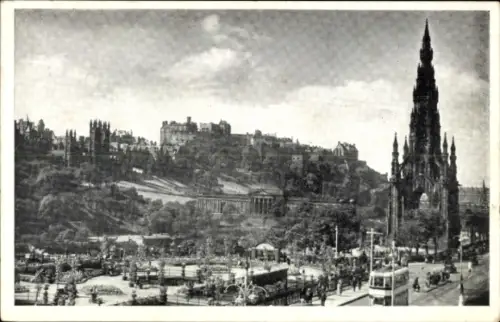 Ak Edinburgh Schottland, Edinburgh Castle, Scott Monument