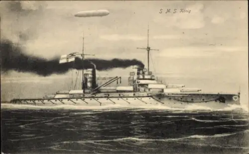 Ak Deutsches Kriegsschiff, SMS König, Großer Kreuzer, Kaiserliche Marine, Zeppelin