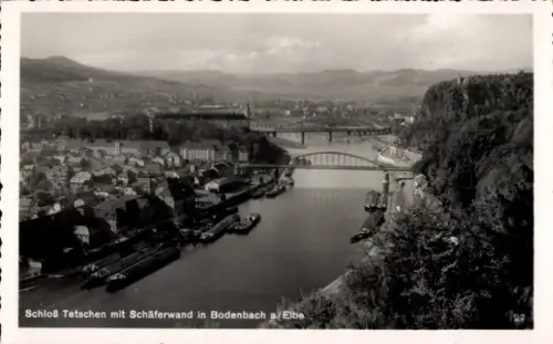 Ak Podmokly Bodenbach Děčín Tetschen an der Elbe Region Aussig, Schloss Tetschen mit Schäferwand