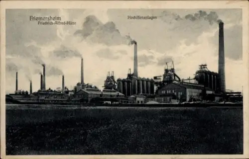Ak Friemersheim Duisburg im Ruhrgebiet, Friedrich-Alfred-Hütte, Hochöfenanlagen