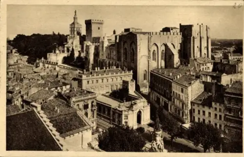 Ak Avignon Vaucluse, Palais des Papes,   Architektur, Stadtansicht