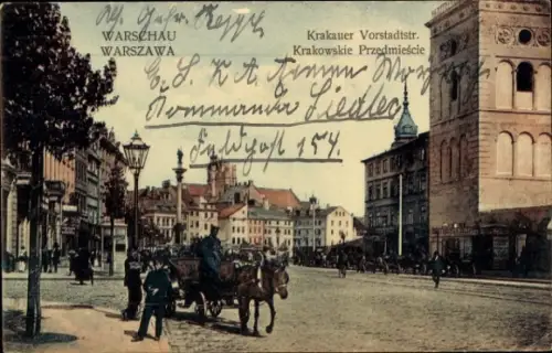 Ak Warszawa Warschau Polen, Krakauer Vorstadtstraße