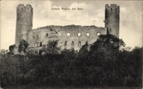 Ak Andlau Elsass Bas Rhin, Schloß Andlau bei Barr, Ruine, zwei Türme, umgeben von Bäumen