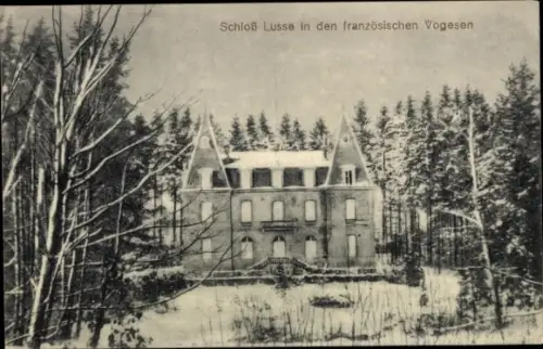 Ak Lusse Lothringen Vosges, Schloss im Winter