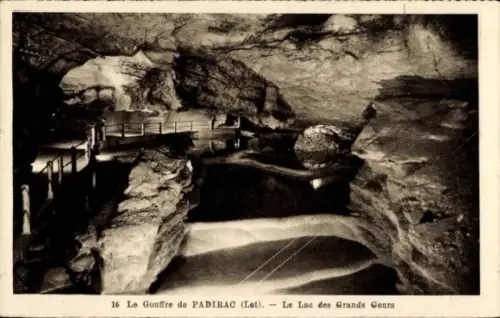 Ak Padirac Lot, Höhle, Höhlensee
