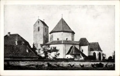 Ak Ottmarsheim Elsass Haut Rhin, Befestigte Kirche, Romanik,  XI. Jahrhundert