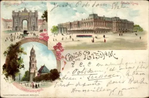 Litho Potsdam in Brandenburg, Brandenburger Tor, Stadtschloss, Garnisonkirche