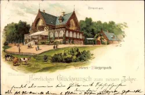 Litho Hansestadt Bremen, Meierei im Bürgerpark