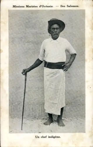 Ak Iles Salomon Ozeanien, Un chef indigene, Missions Maristes d'Oceanie