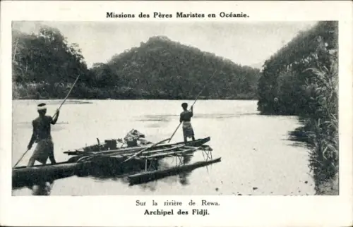 Ak Fidschi, Sur la riviere de Rewa, Boot