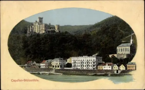 Ak Capellen Kapellen Stolzenfels Koblenz am Rhein, Burg, Häuser