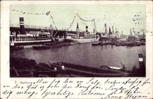 Ak Hamburg Mitte Altstadt, Hafenbild