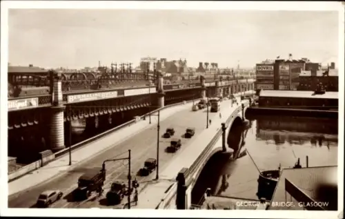 Ak Glasgow Schottland, George V Bridge, Autos