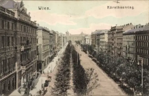 Ak Wien 1 Innere Stadt,  Kärnthnerring, Straßenansicht,  Gebäude, Bäume