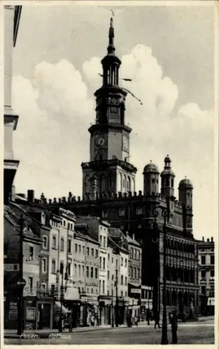 Ak Poznań Posen, Rathaus, Geschäfte