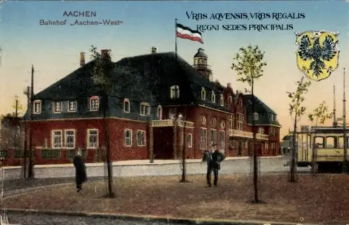Ak Aachen in Nordrhein Westfalen, Bahnhof Aachen-West, Wappen