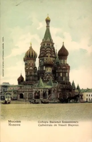 Ak Moskau Russland, Basilika St. Basilius, Moskauer Architektur, farbige 