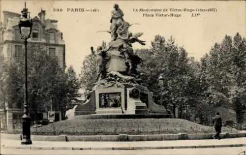 Ak Paris XVI, Monument de Victor-Hugo, Place Victor-Hugo