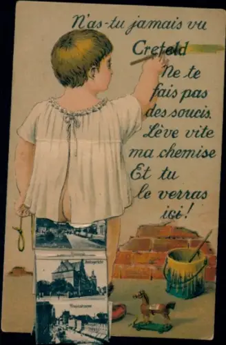 Leporello Ak Krefeld am Niederrhein, Amtsgericht, Rheinstraße, Teilansichten