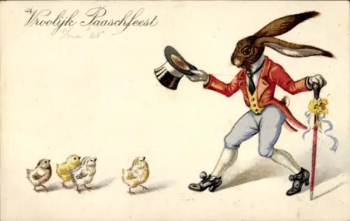 Ak Glückwunsch Ostern, Osterhase, Küken