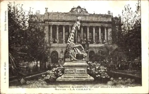Künstler Ak Marseille, Savon La Giraffe, projektiertes Monument zum 100. Jubiläum