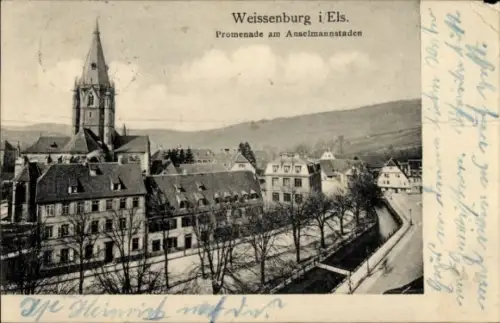 Ak Wissembourg Weissenburg Weißenburg Elsass Bas Rhin, Promenade, Anselmannstaden