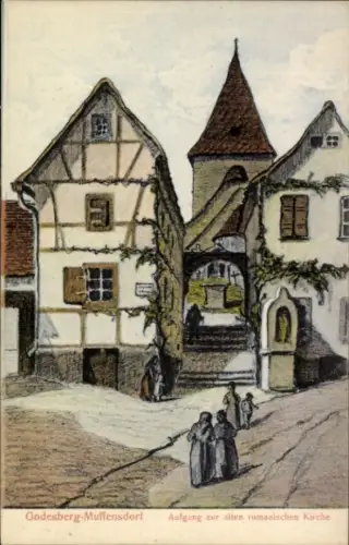 Ak Muffendorf Bad Godesberg Bonn am Rhein, Aufgang zur allen romanischen Kirche