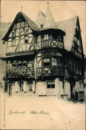 Ak Bacharach am Rhein,  Altes Haus,  Architektur, schwarz-weiß, keine Personen