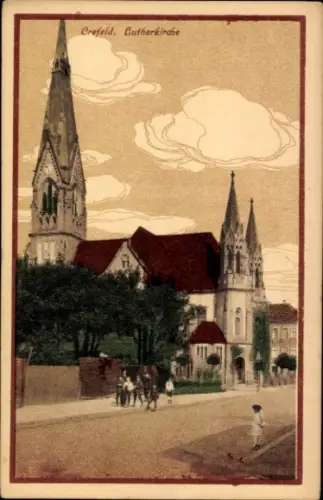 Ak Krefeld am Niederrhein, Lutherkirche, Straßenansicht
