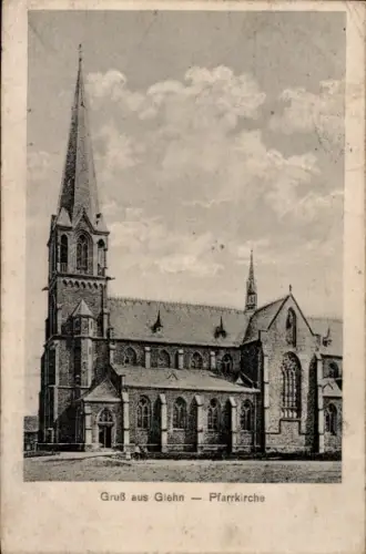 Ak Glehn Korschenbroich am Niederrhein, Pfarrkirche, Gruß aus  schwarz-weiß Bild