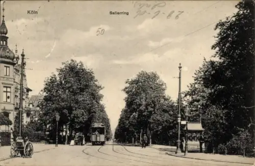 Ak Cöln Köln am Rhein,  Salierring, Straßenbahn, Bäume,  