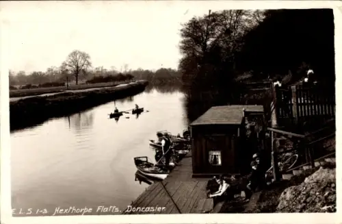 Ak Doncaster Yorkshire England, Flusslandschaft, Boote, Hexthorpe Flatts, Doncaster