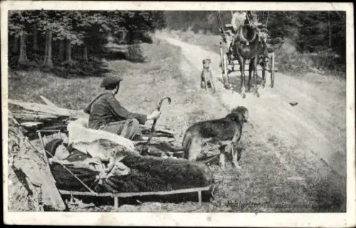 Ak Pontarlier Doubs, Zollposten an einer Landstraße, Rastplatz, Kutsche, Hunde