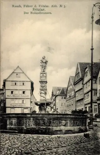Ak Fritzlar in Hessen, Rolandbrunnen, Geschäft August Lambert
