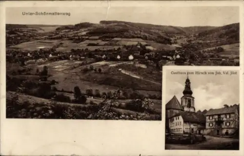 Ak Unter Schönmattenwag Wald Michelbach im Odenwald Hessen, Gasthaus zum Hirsch