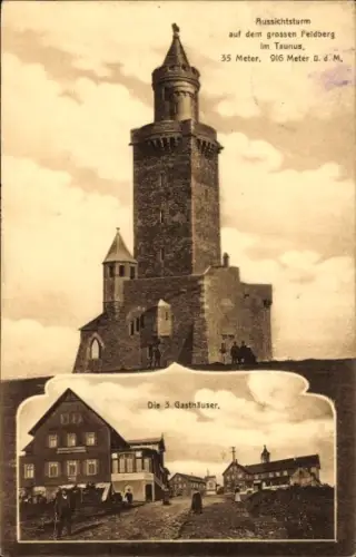 Ak Niederreifenberg Schmitten im Taunus, Großer Feldberg, Aussichtsturm, 3 Gasthäuser, Feldberg, 