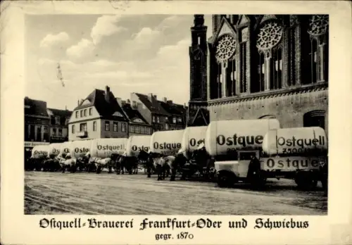 Ak Frankfurt an der Oder, Rathaus, Ostquell-Brauerei, Schwiebus, Tankwagen