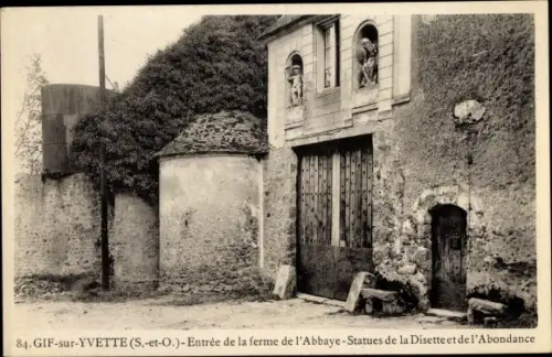 Ak Gif sur Yvette Essonne, Entrée de la Ferme de l´Abbaye