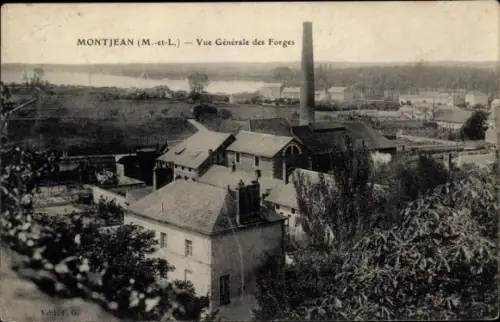 Ak Montjean Maine et Loire, Vue Generale des Forges
